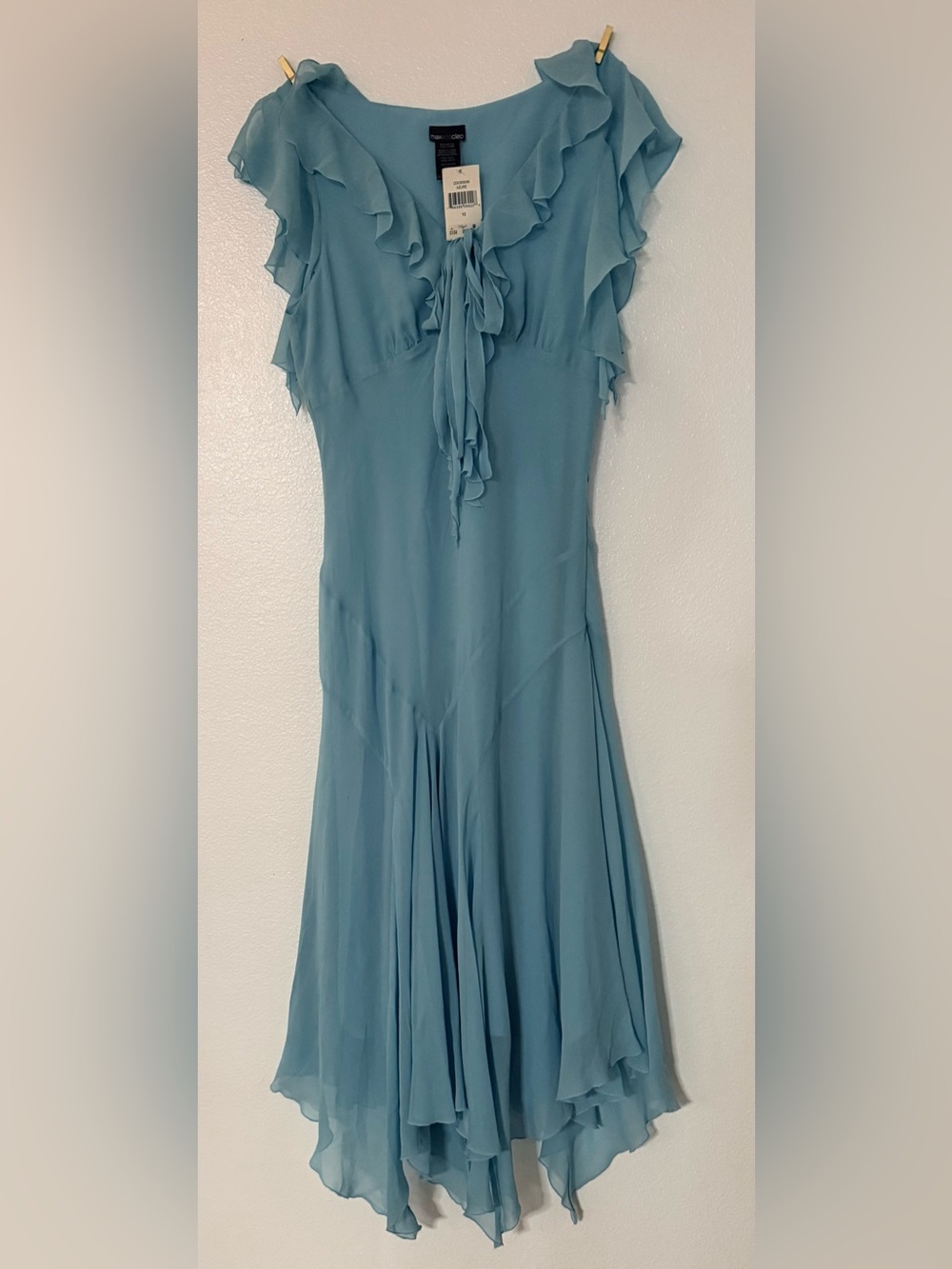 Flowy Asymmetrical Ruffle Dress - Light Blue